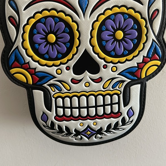 Day of the Dead - Dia de los Muertos Colorful Skull Head Crossbody - Picture 4 of 10